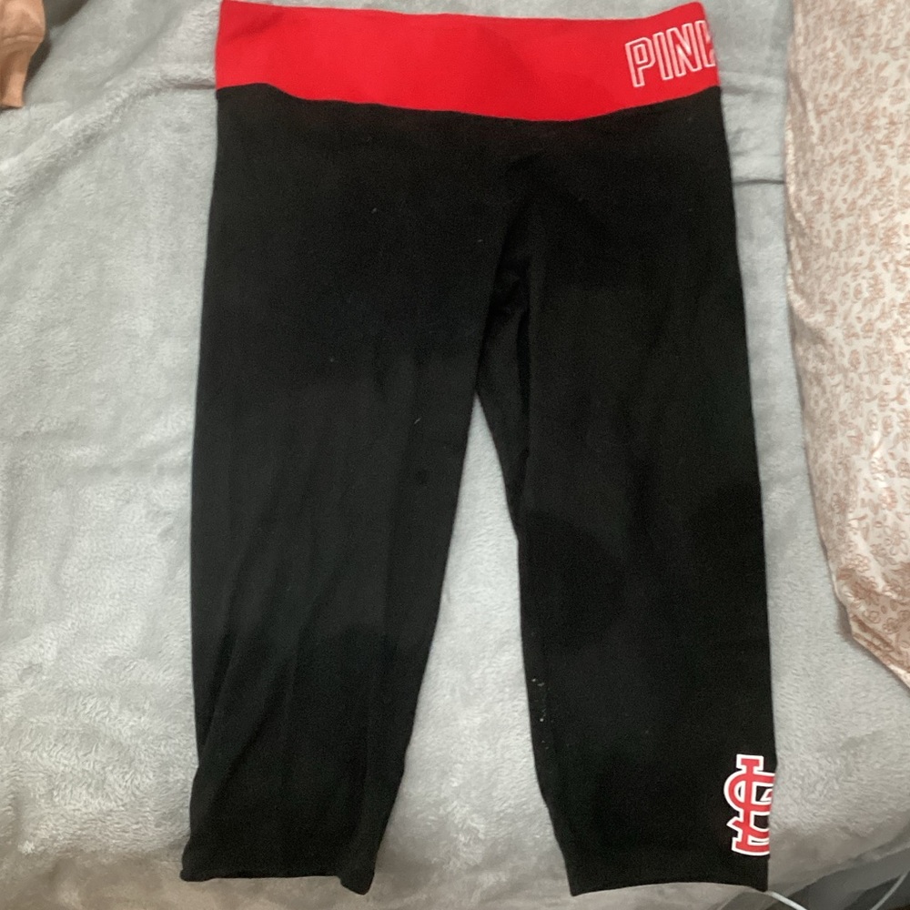 PINK Leggings with Bold Red Waistband
